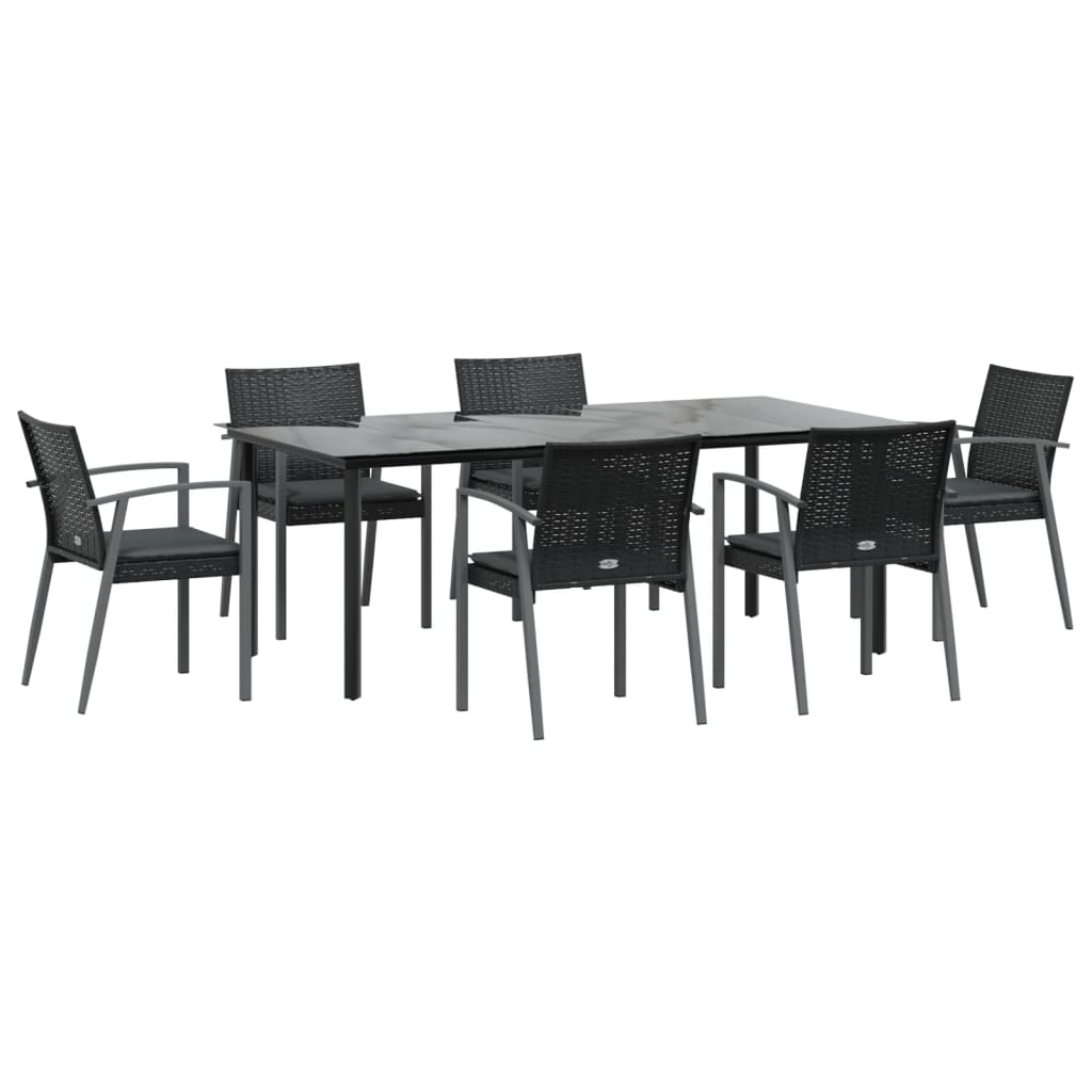 7 részes polyrattan és acél kerti étkezőgarnitúra párnával 3