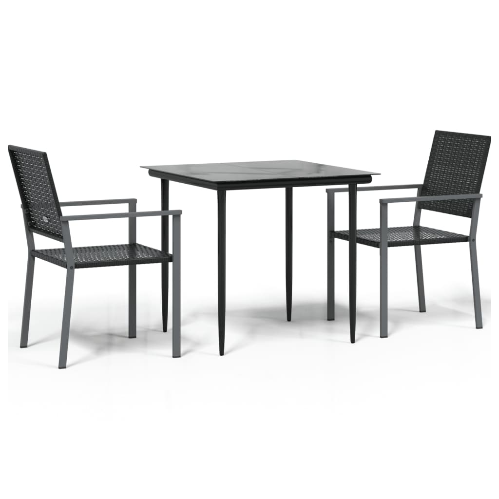 3 részes polyrattan és acél kerti étkezőgarnitúra 2