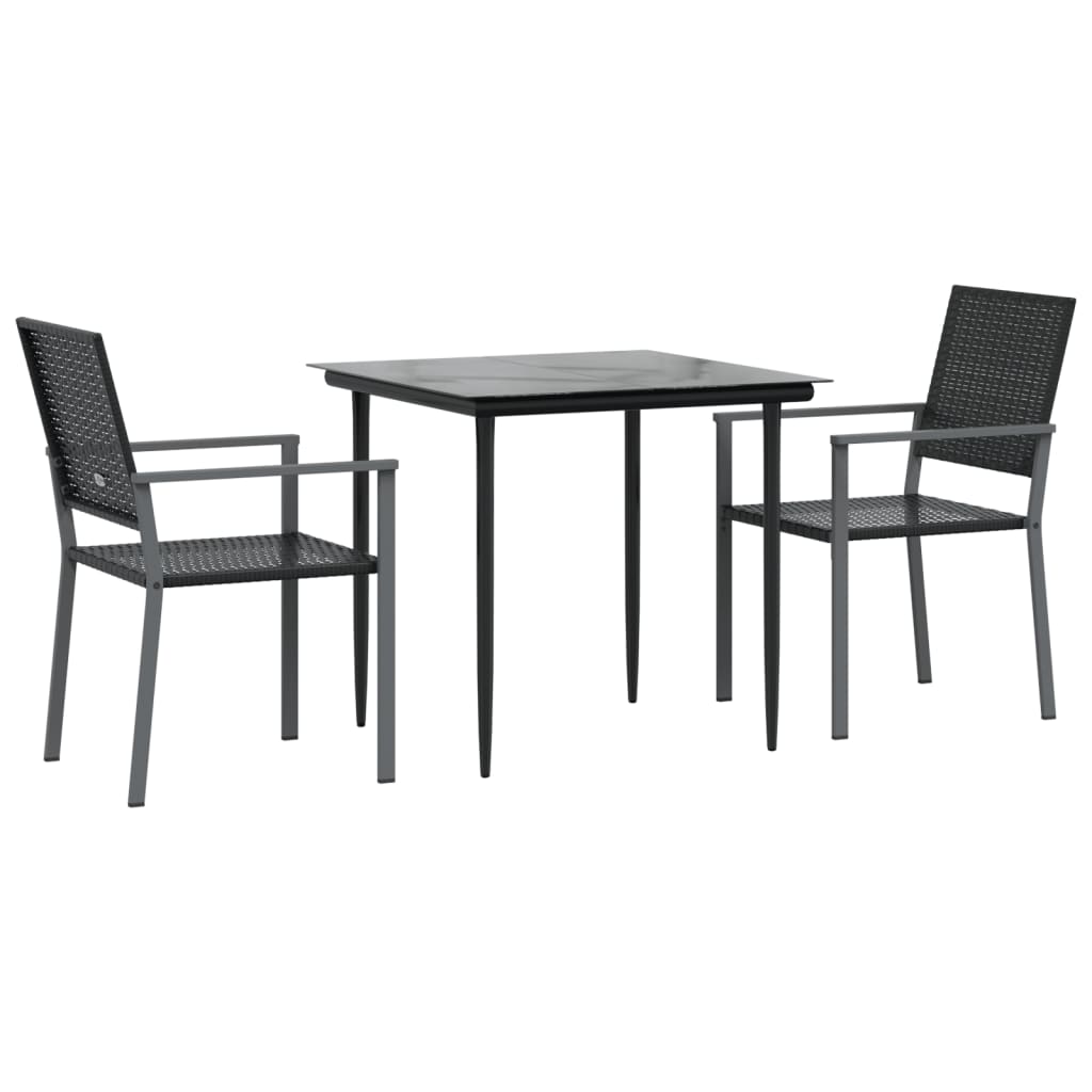 3 részes polyrattan és acél kerti étkezőgarnitúra 3