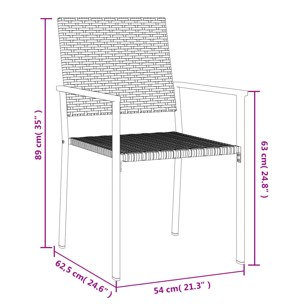 3 részes polyrattan és acél kerti étkezőgarnitúra 9