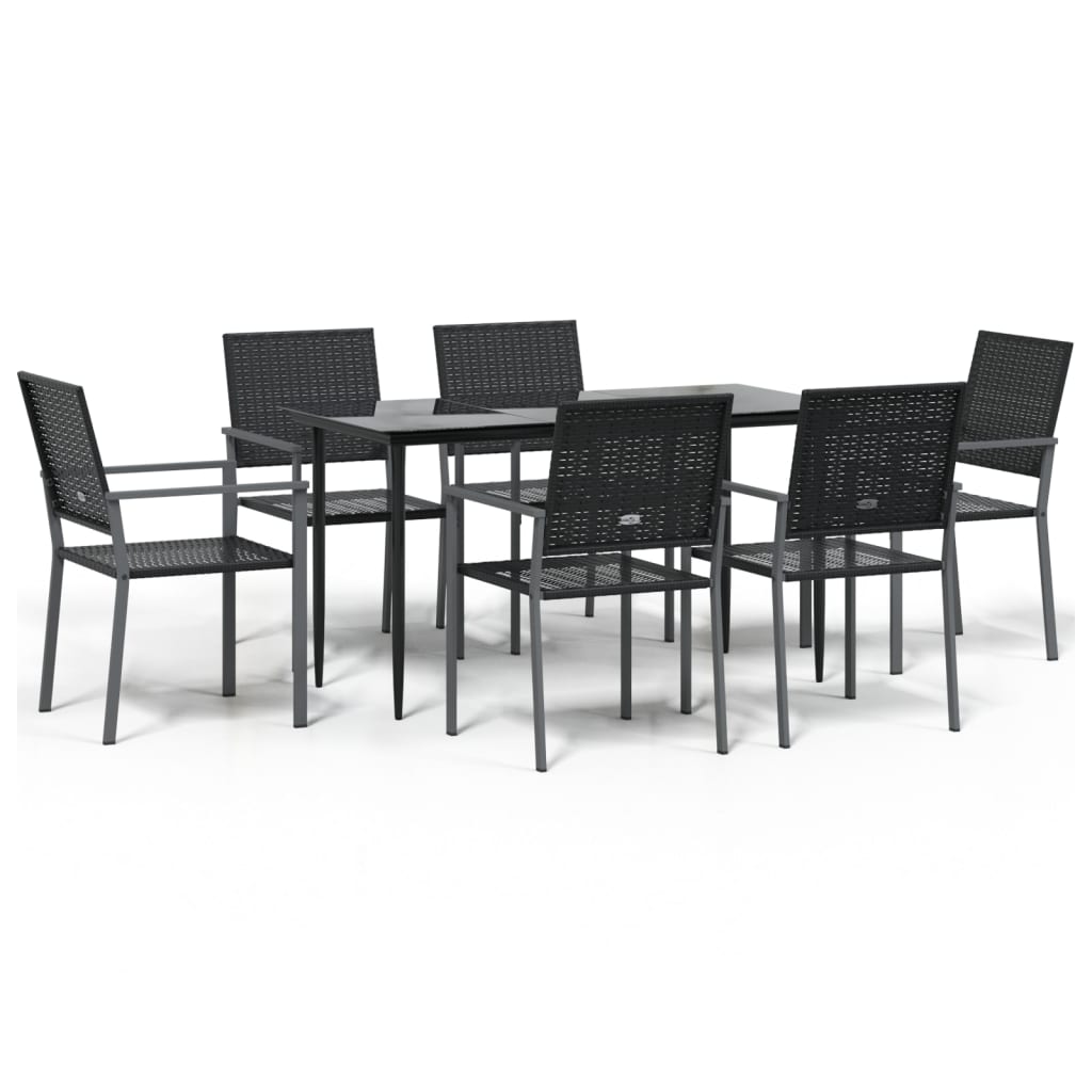 7 részes polyrattan és acél kerti étkezőgarnitúra 2
