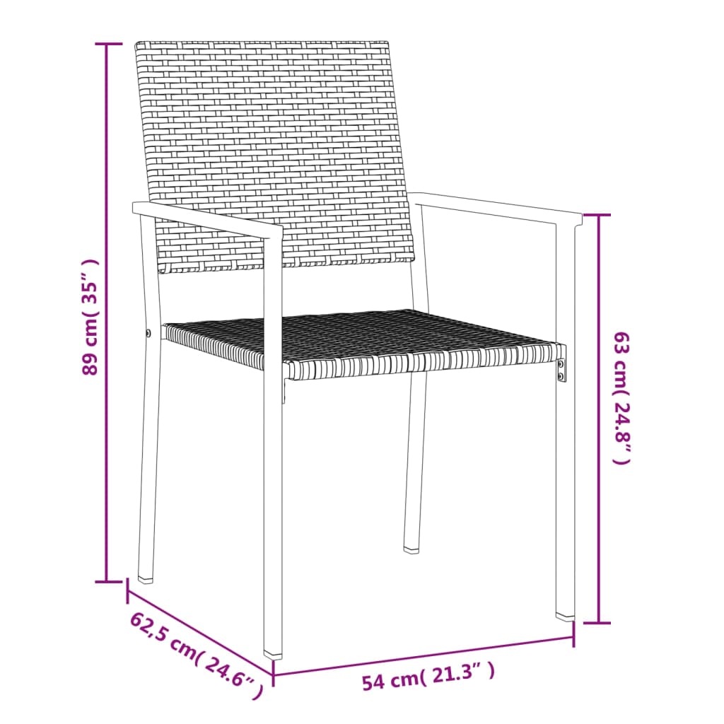 7 részes polyrattan és acél kerti étkezőgarnitúra 9