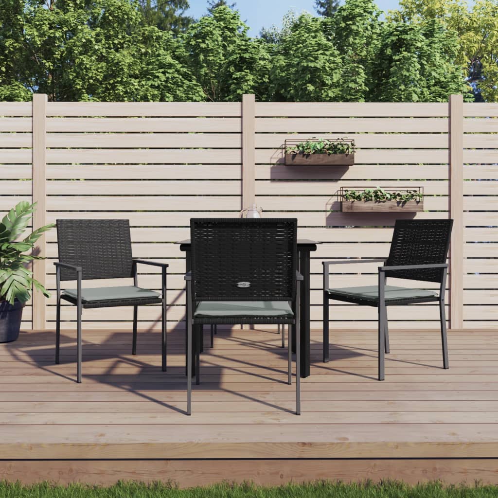 5 részes polyrattan és acél kerti étkezőgarnitúra párnával