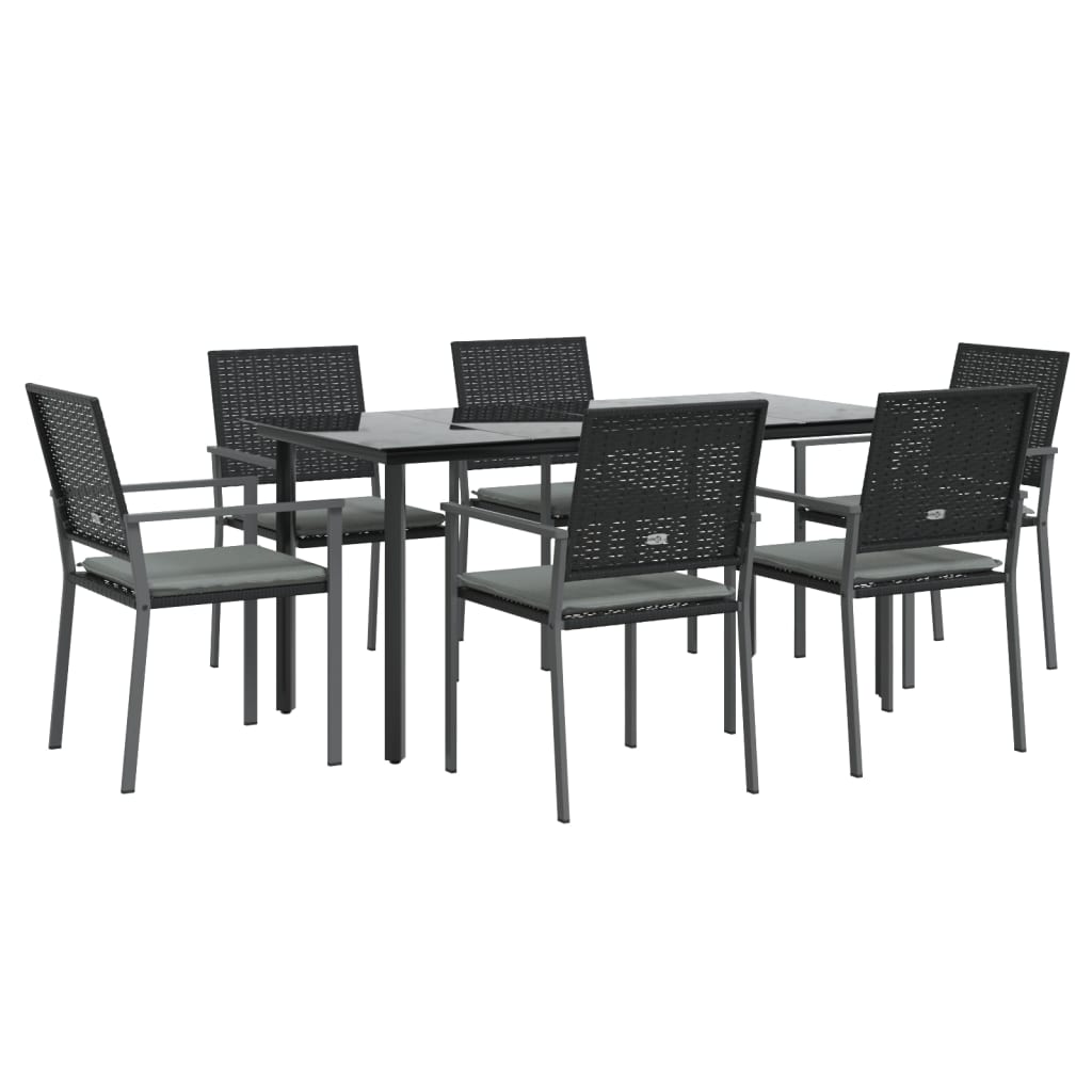 7 részes polyrattan és acél kerti étkezőgarnitúra párnával 3