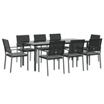 9 részes polyrattan és acél kerti étkezőgarnitúra párnával 3