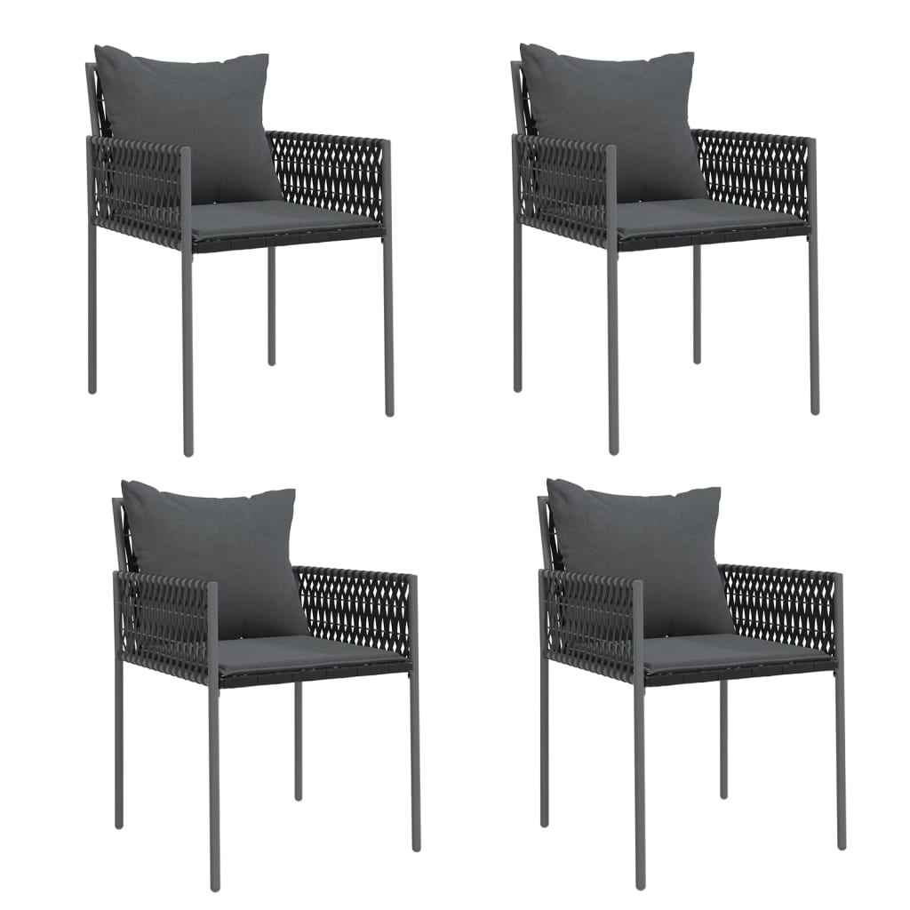 5 részes polyrattan és acél kerti étkezőgarnitúra párnával 4