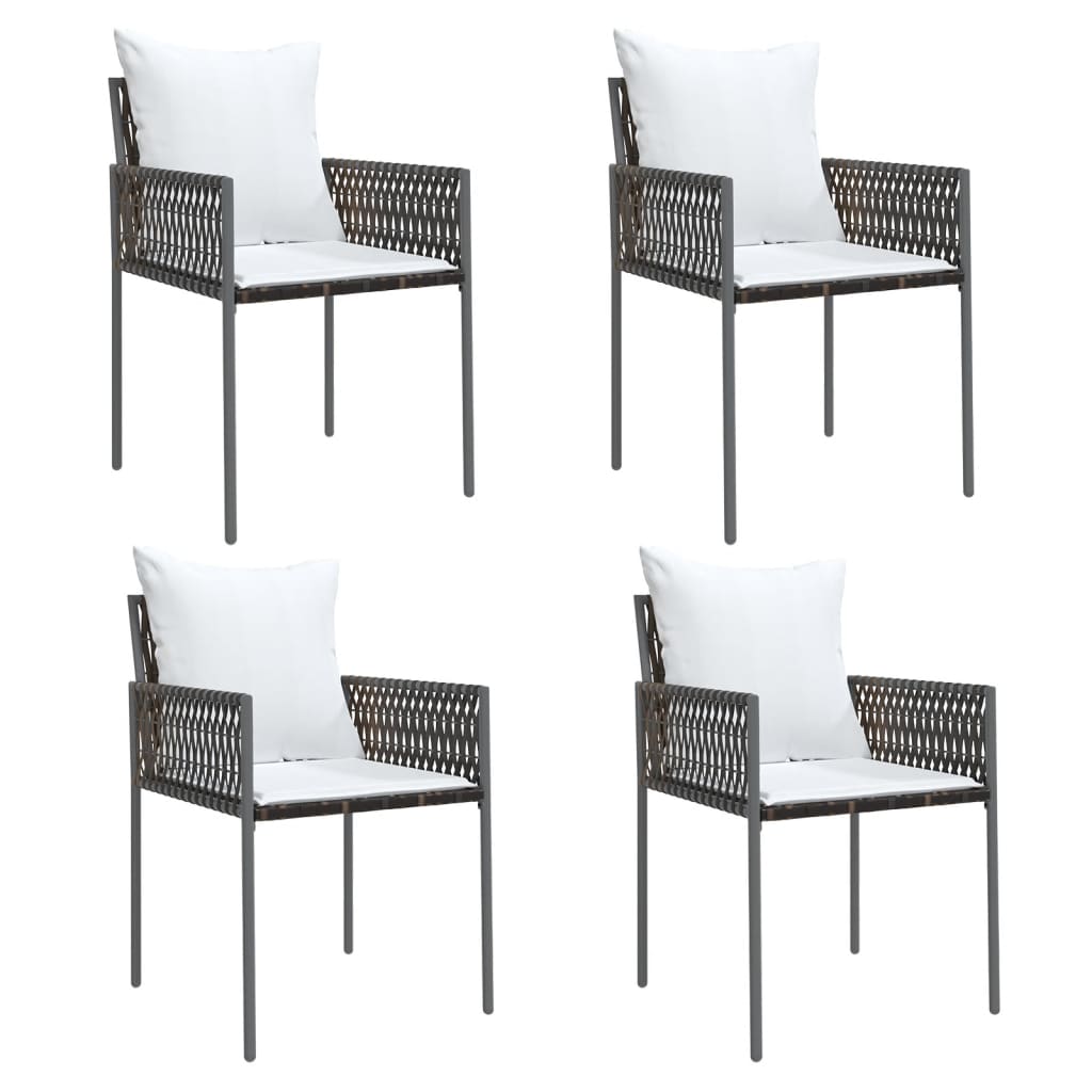 5 részes polyrattan és acél kerti étkezőgarnitúra párnával 4