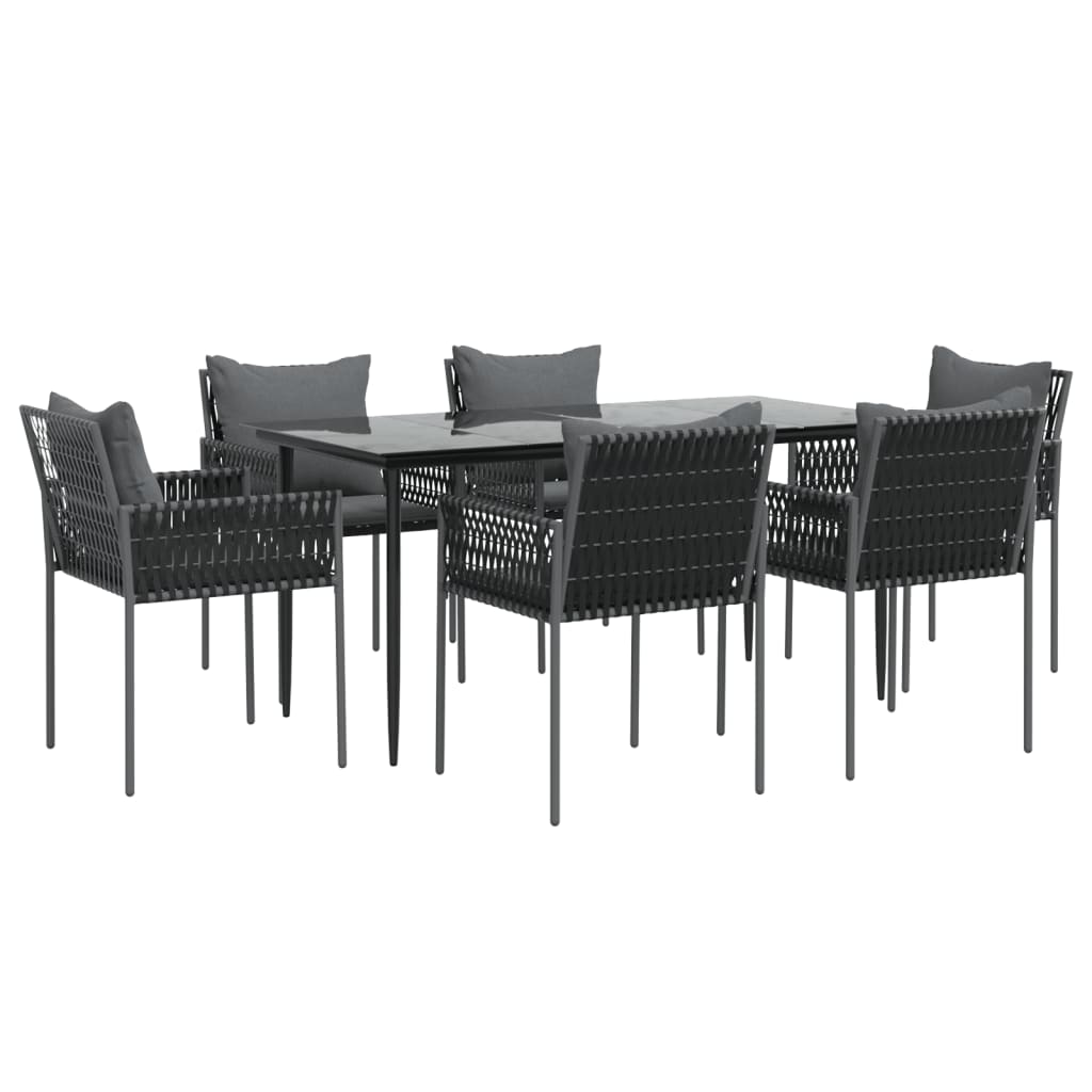 7 részes polyrattan és acél kerti étkezőgarnitúra párnával 3