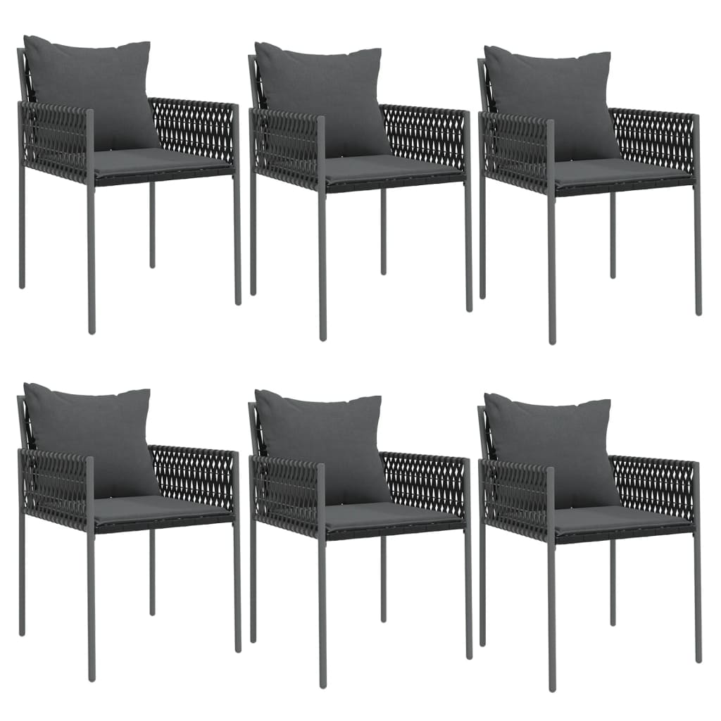 7 részes polyrattan és acél kerti étkezőgarnitúra párnával 4
