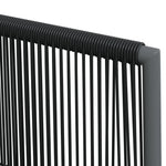 5 részes fekete polyrattan és acél kerti étkezőszett párnákkal 8