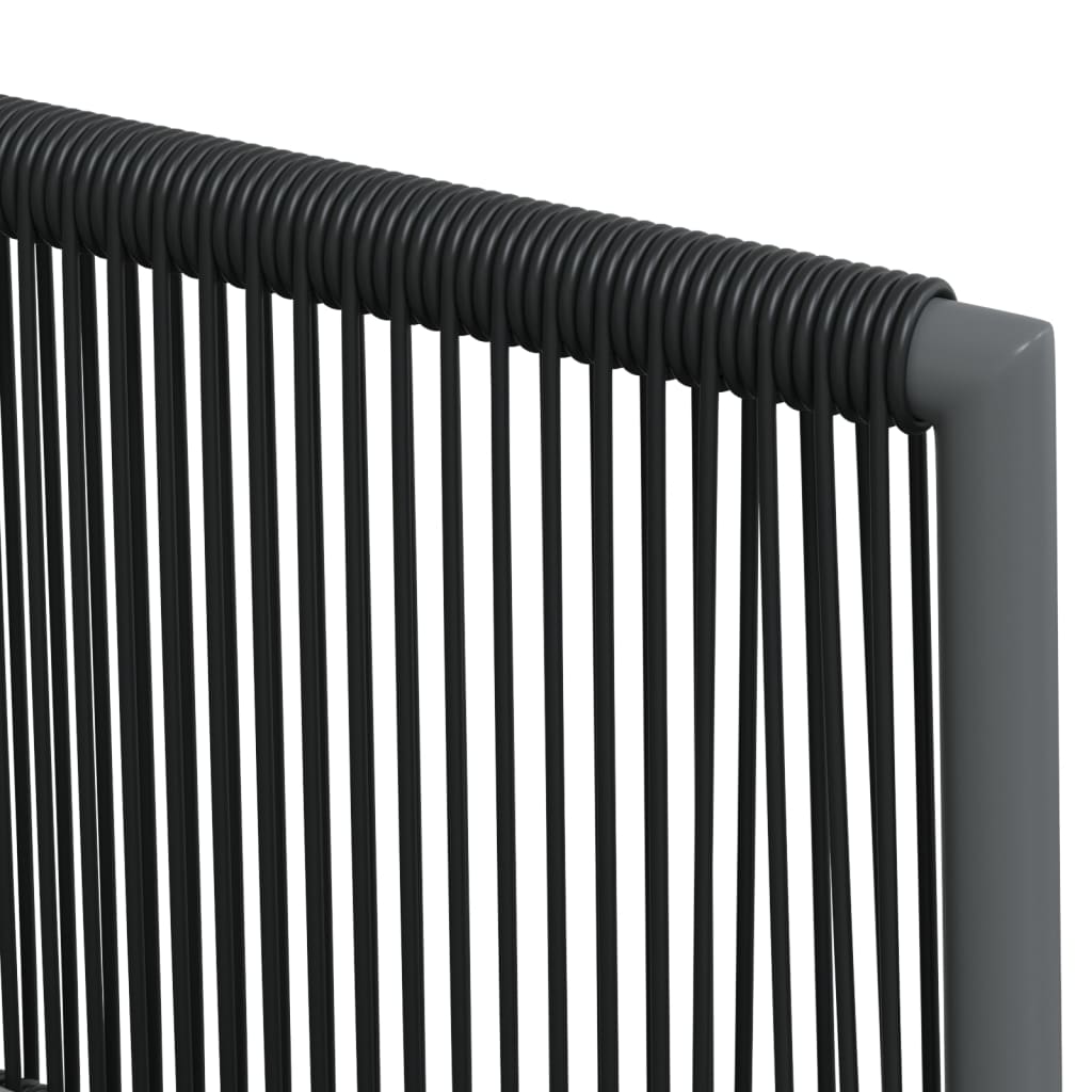 5 részes fekete polyrattan és acél kerti étkezőszett párnákkal 8