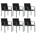 6 db fekete polyrattan kerti szék párnával 56x59x84 cm 2