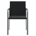 6 db fekete polyrattan kerti szék párnával 56x59x84 cm 4