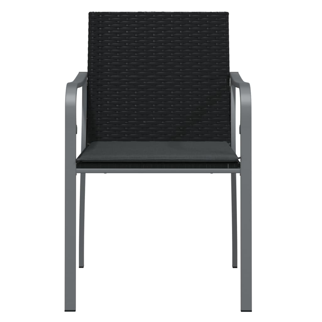6 db fekete polyrattan kerti szék párnával 56x59x84 cm 4