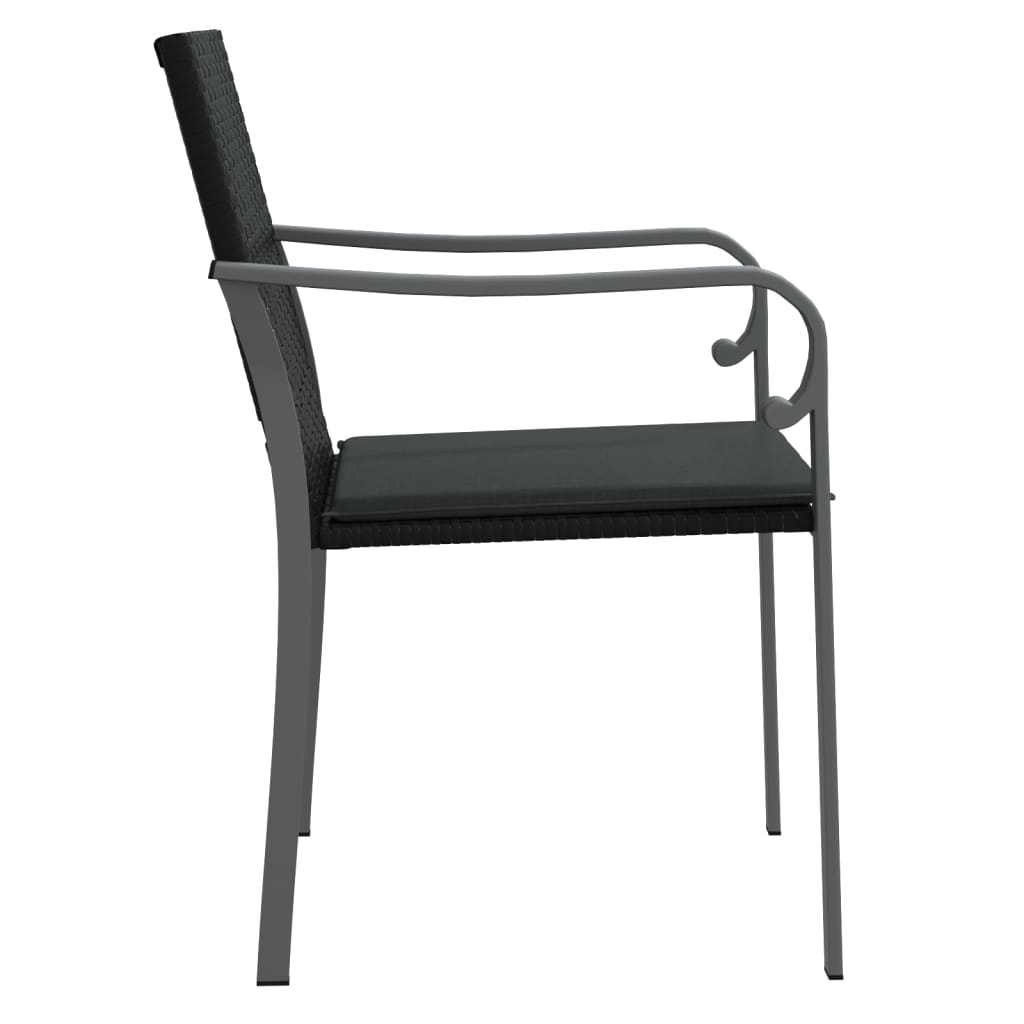 6 db fekete polyrattan kerti szék párnával 56x59x84 cm 5