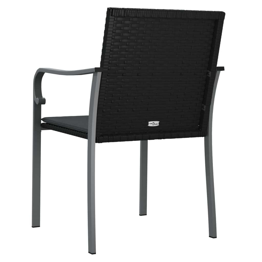 6 db fekete polyrattan kerti szék párnával 56x59x84 cm 6