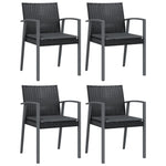 4 db fekete polyrattan kerti szék párnával 56,5x57x83 cm 2