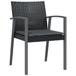 4 db fekete polyrattan kerti szék párnával 56,5x57x83 cm 3