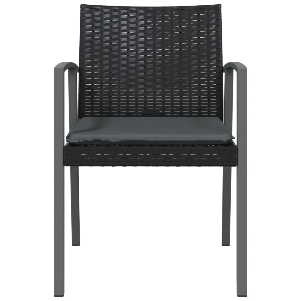 4 db fekete polyrattan kerti szék párnával 56,5x57x83 cm 4