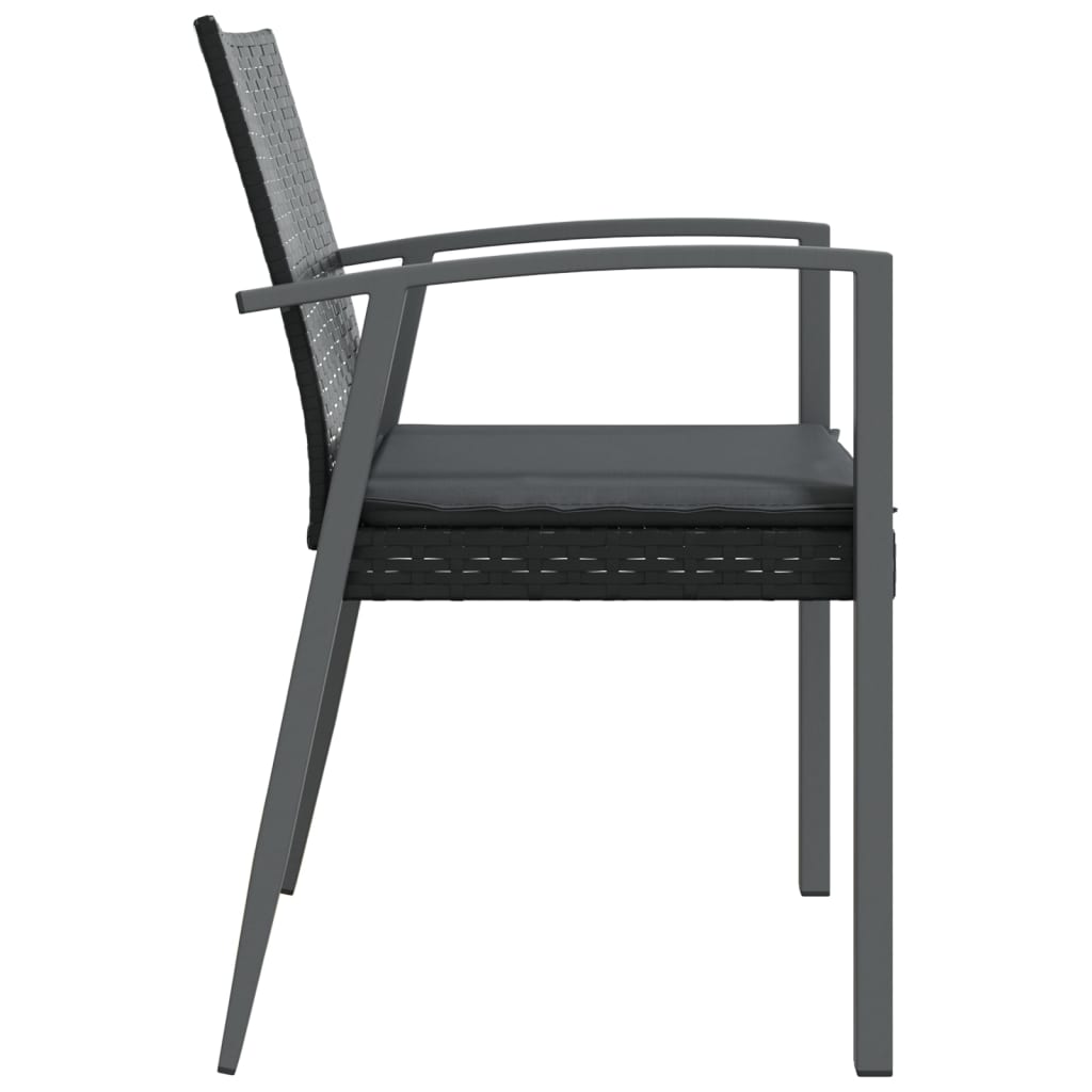 4 db fekete polyrattan kerti szék párnával 56,5x57x83 cm 5