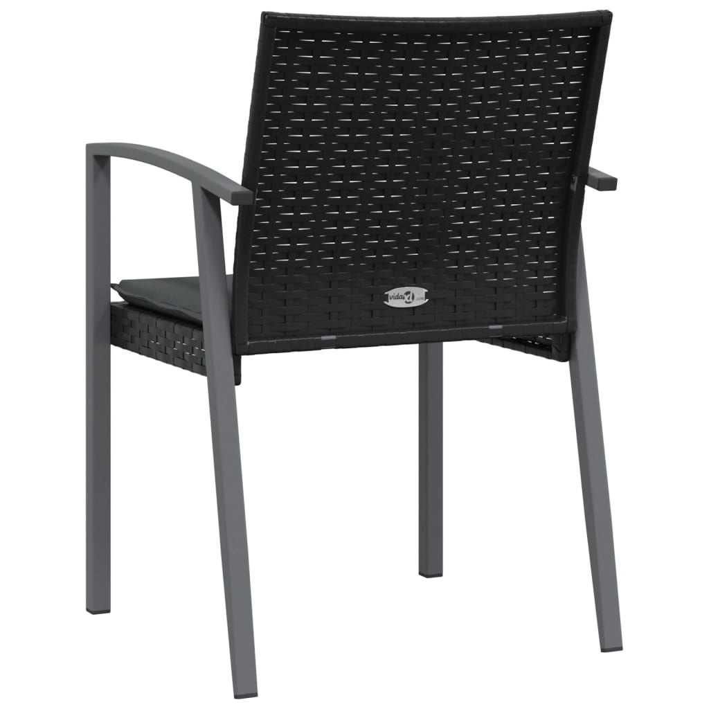 4 db fekete polyrattan kerti szék párnával 56,5x57x83 cm 6