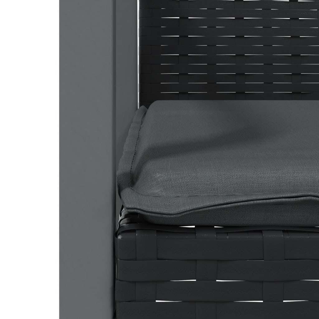 4 db fekete polyrattan kerti szék párnával 56,5x57x83 cm 7