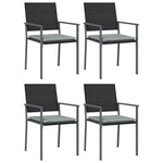 4 db fekete polyrattan kerti szék párnával 56x62,5x89 cm 2