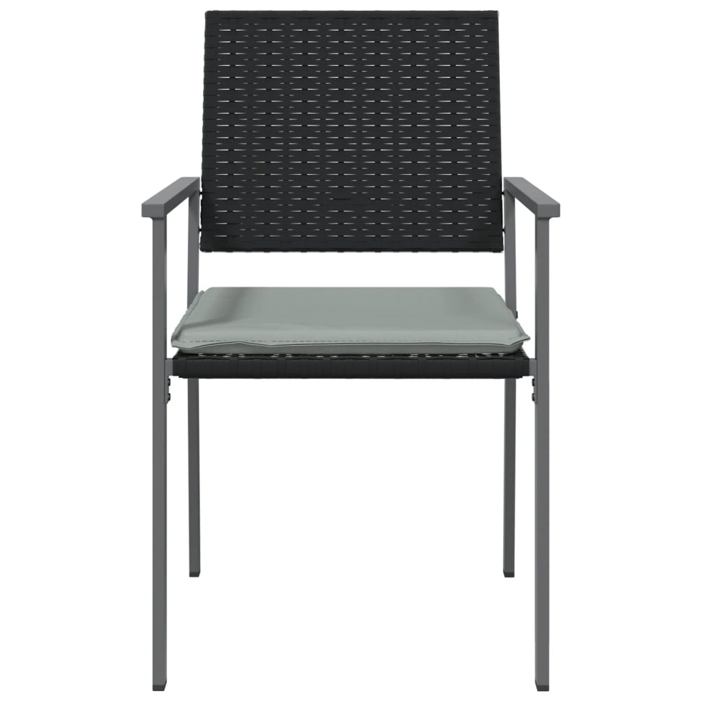 4 db fekete polyrattan kerti szék párnával 56x62,5x89 cm 4