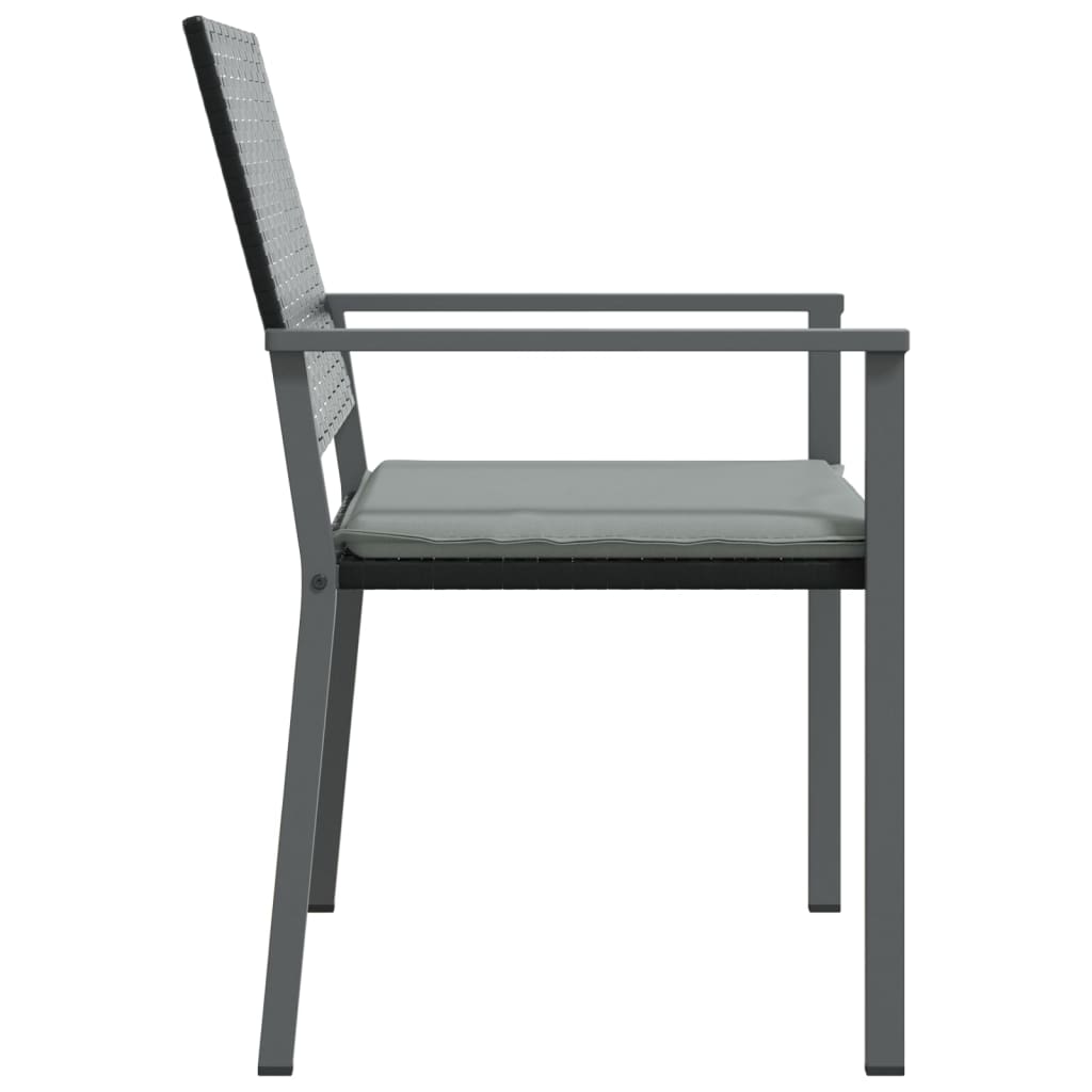 4 db fekete polyrattan kerti szék párnával 56x62,5x89 cm 5