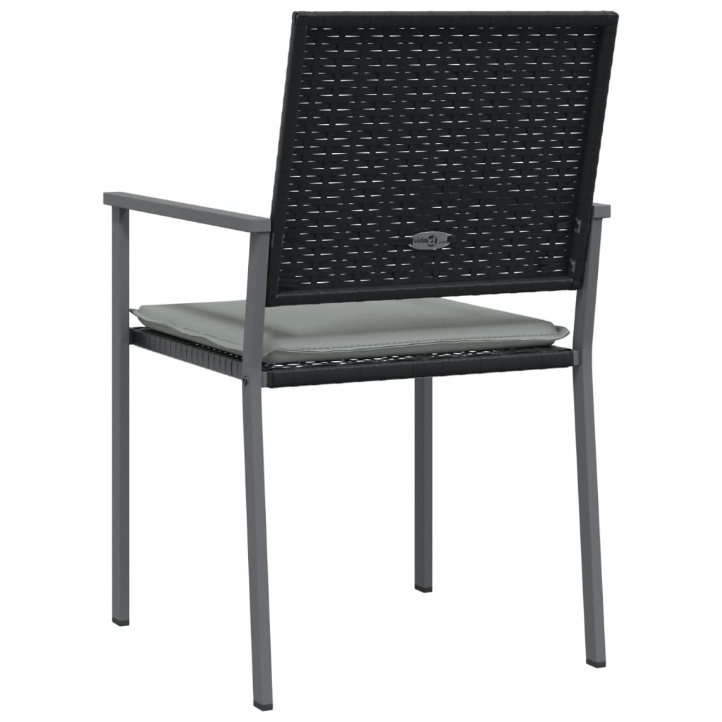 4 db fekete polyrattan kerti szék párnával 56x62,5x89 cm 6