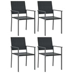 4 db fekete polyrattan kerti szék párnával 54x62,5x89 cm 2