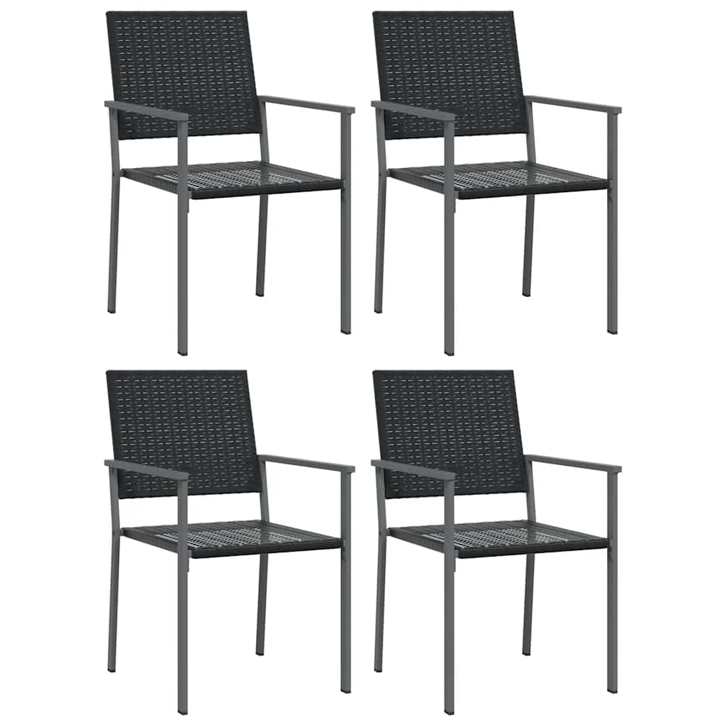 4 db fekete polyrattan kerti szék párnával 54x62,5x89 cm 2