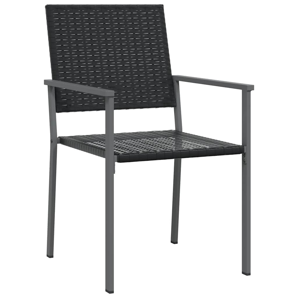 4 db fekete polyrattan kerti szék párnával 54x62,5x89 cm 3