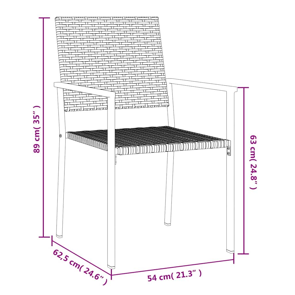 4 db fekete polyrattan kerti szék párnával 54x62,5x89 cm 8