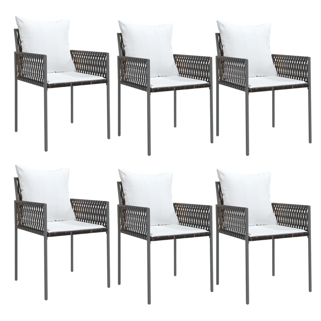 6 db barna polyrattan kerti szék párnával 54x61x83 cm 2