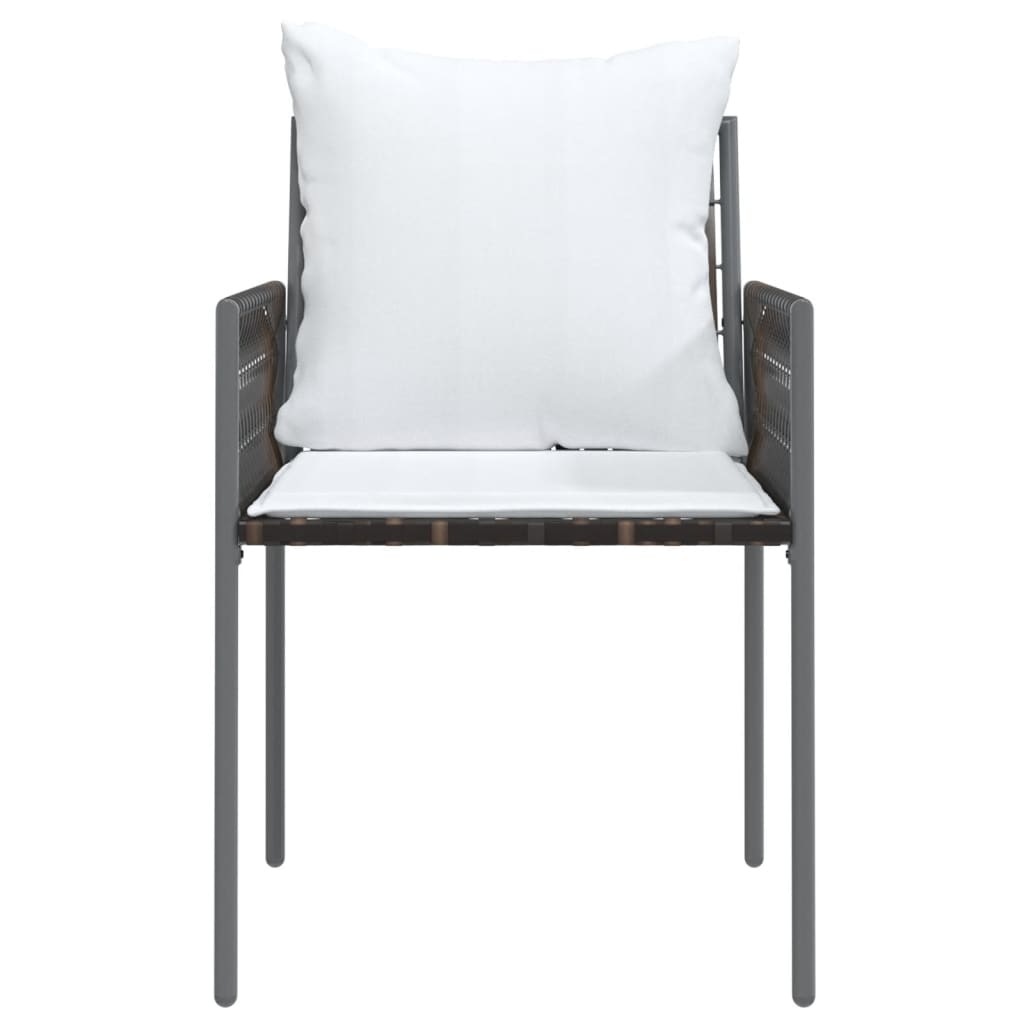 6 db barna polyrattan kerti szék párnával 54x61x83 cm 4