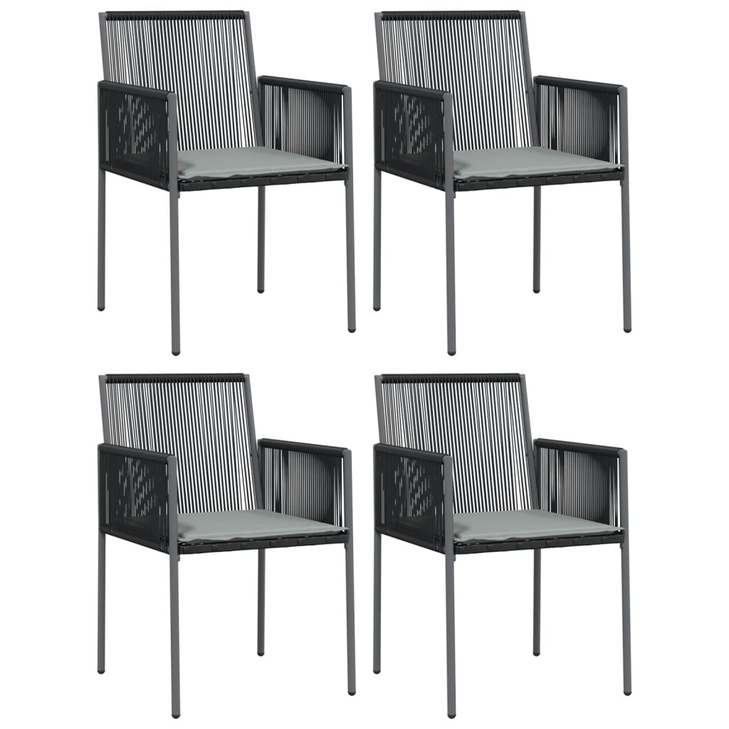 4 db fekete polyrattan kerti szék párnával 54x60,5x83,5 cm 2