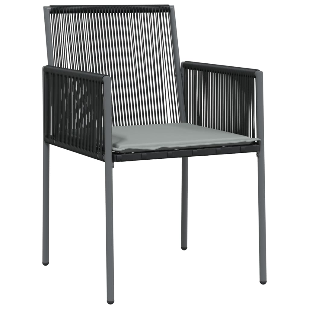 4 db fekete polyrattan kerti szék párnával 54x60,5x83,5 cm 3