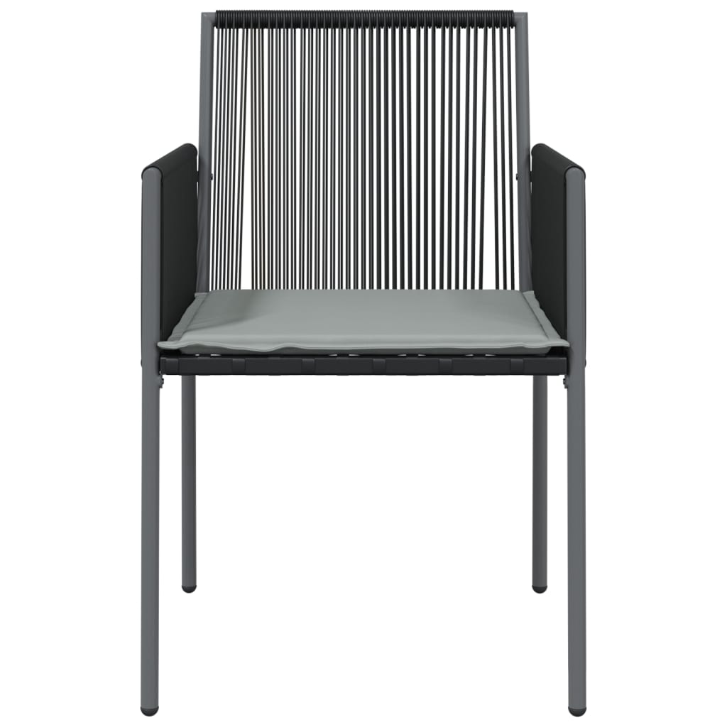 4 db fekete polyrattan kerti szék párnával 54x60,5x83,5 cm 4