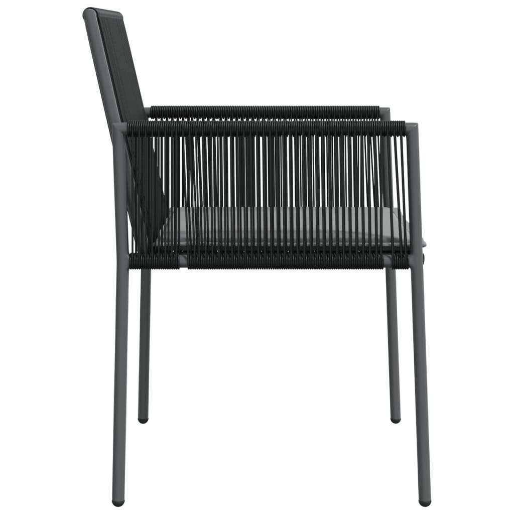 4 db fekete polyrattan kerti szék párnával 54x60,5x83,5 cm 5
