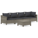 5 részes szürke polyrattan kerti ülőgarnitúra párnákkal 2