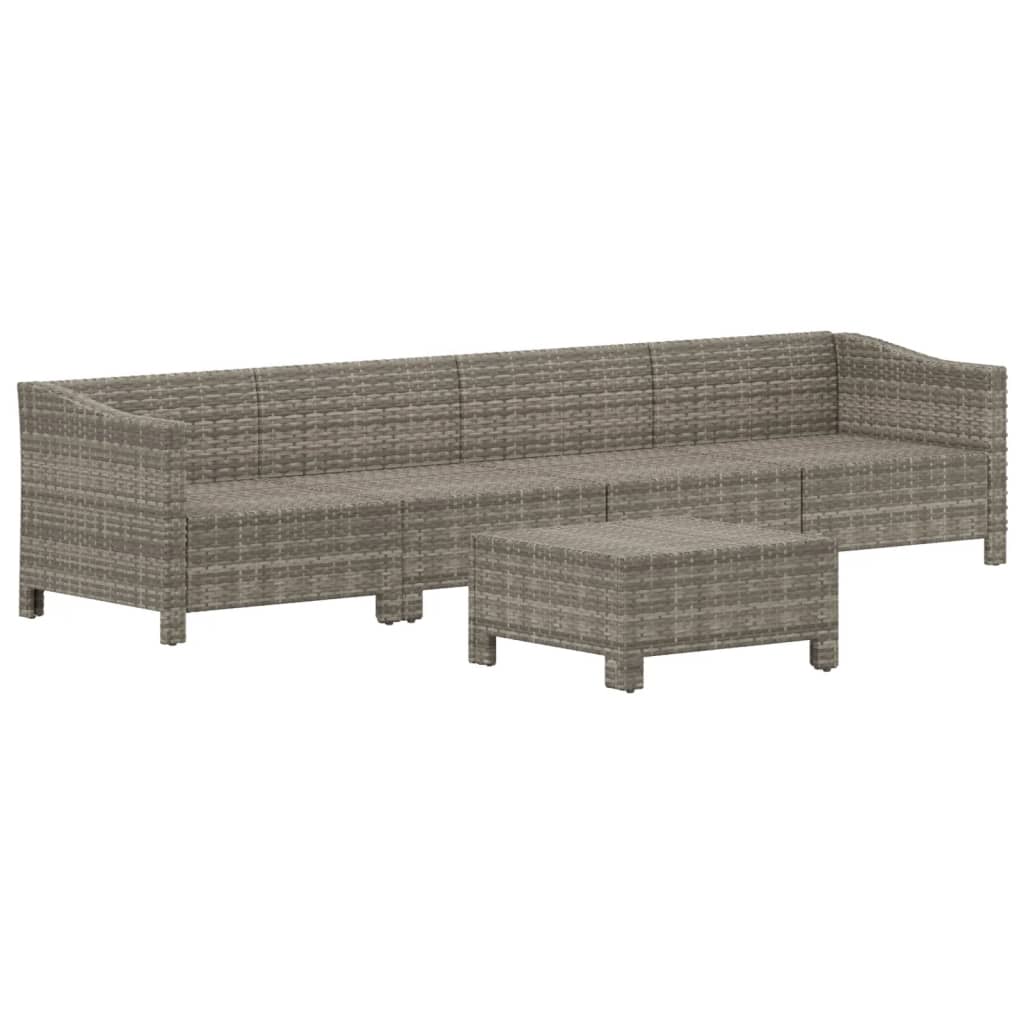 5 részes szürke polyrattan kerti ülőgarnitúra párnákkal 4