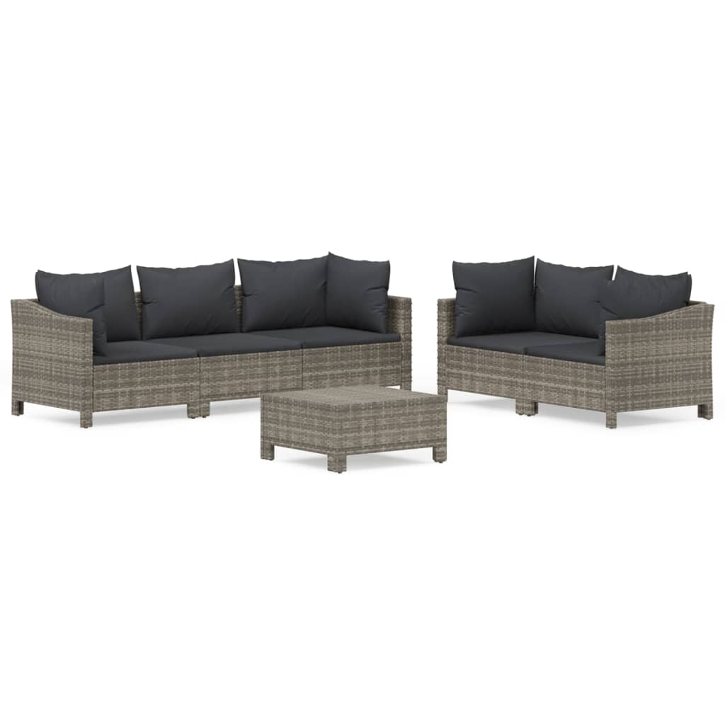6 részes szürke polyrattan kerti ülőgarnitúra párnákkal 2