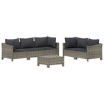 6 részes szürke polyrattan kerti ülőgarnitúra párnákkal 3