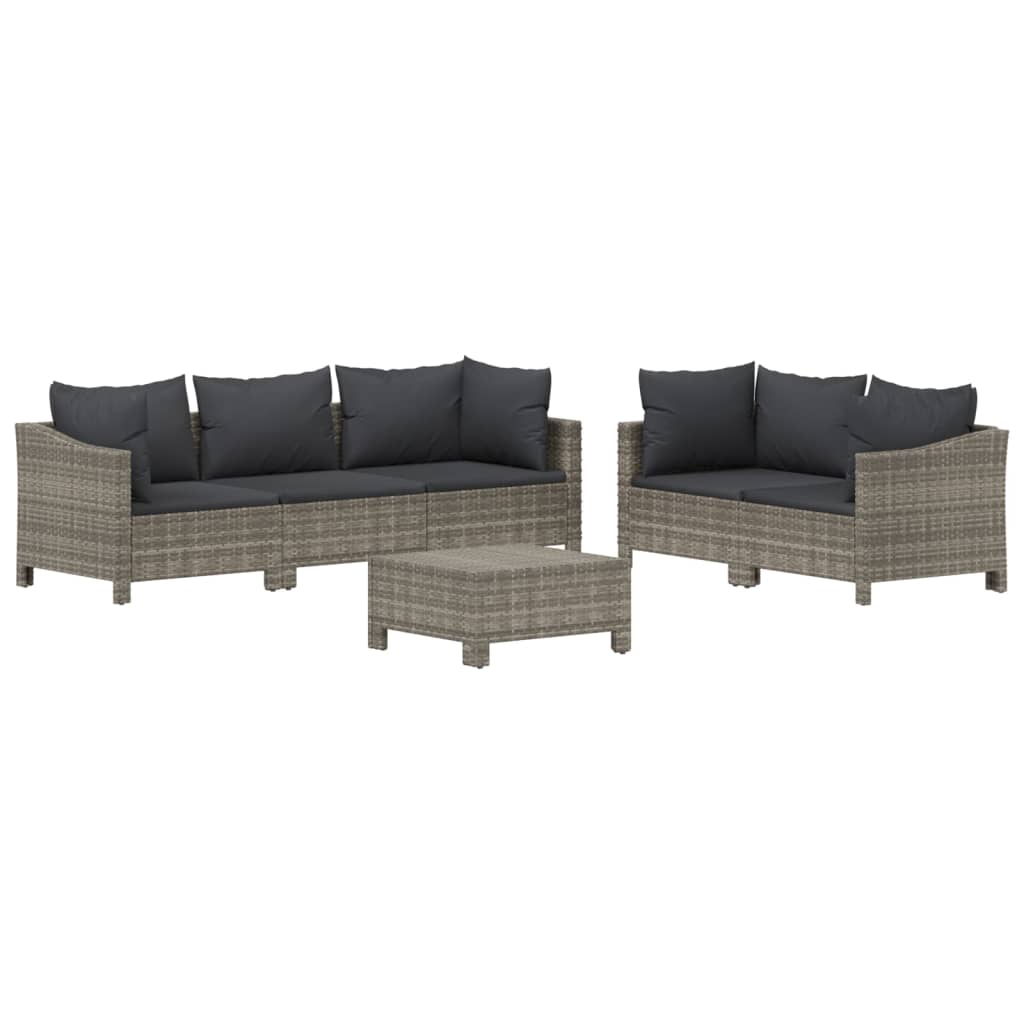 6 részes szürke polyrattan kerti ülőgarnitúra párnákkal 3