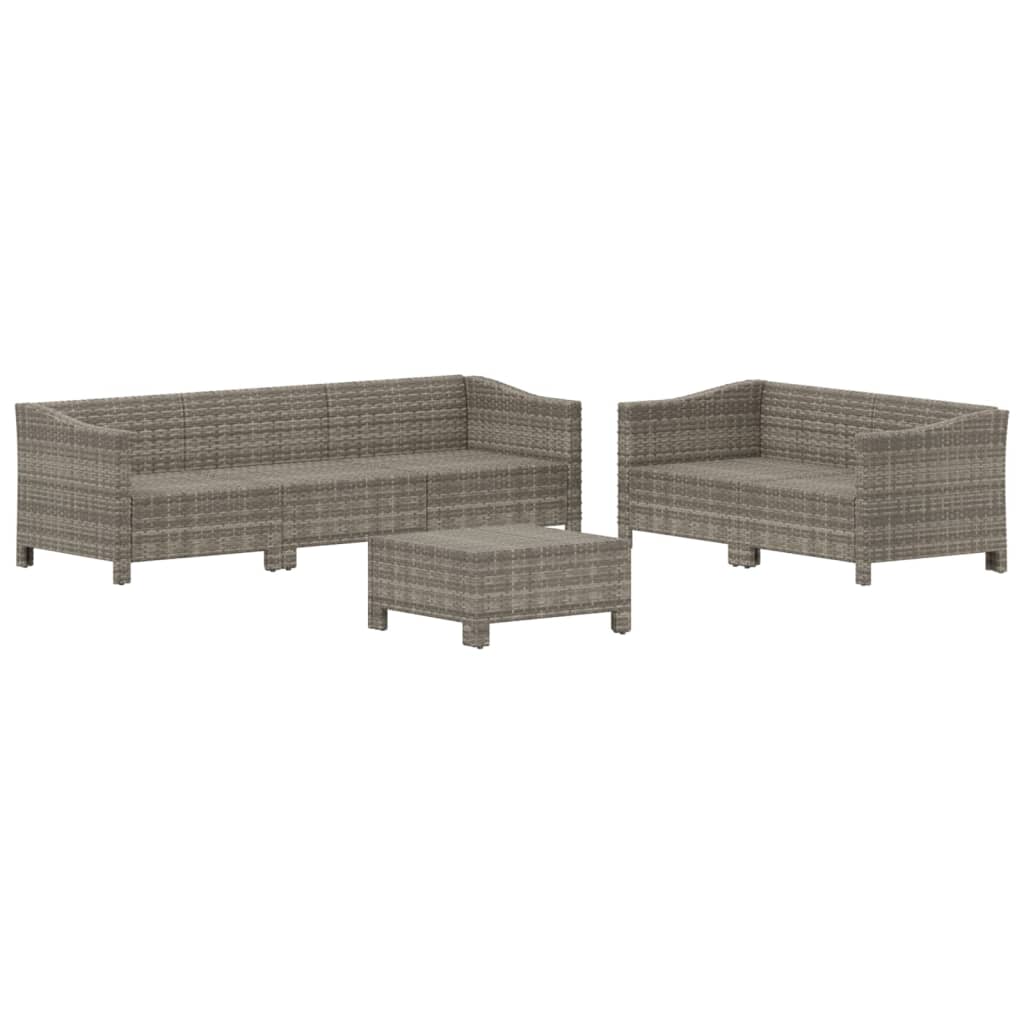6 részes szürke polyrattan kerti ülőgarnitúra párnákkal 4