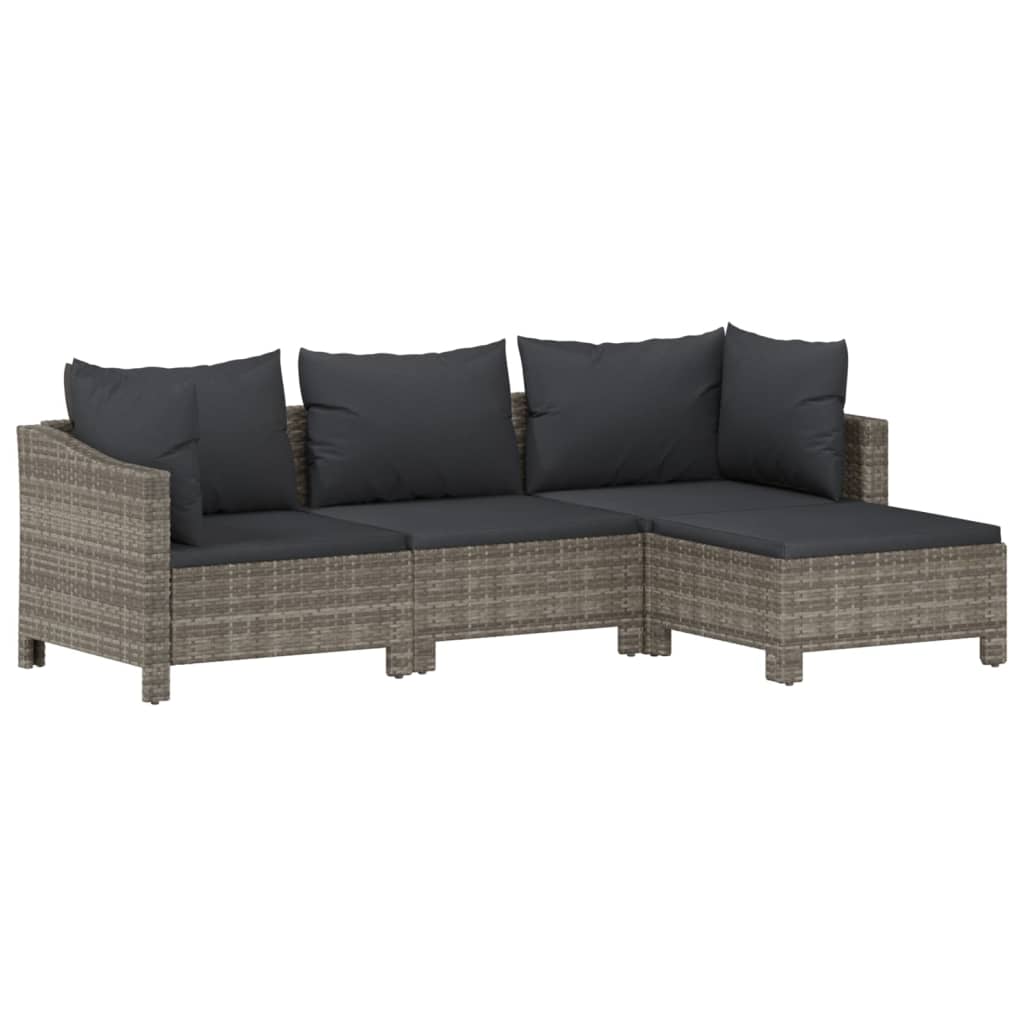 6 részes szürke polyrattan kerti ülőgarnitúra párnákkal 6