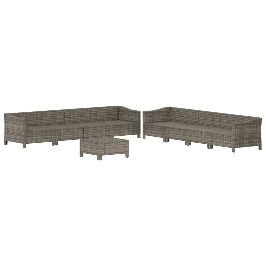 9 részes szürke polyrattan kerti ülőgarnitúra párnákkal 4