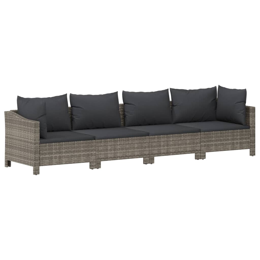 9 részes szürke polyrattan kerti ülőgarnitúra párnákkal 6
