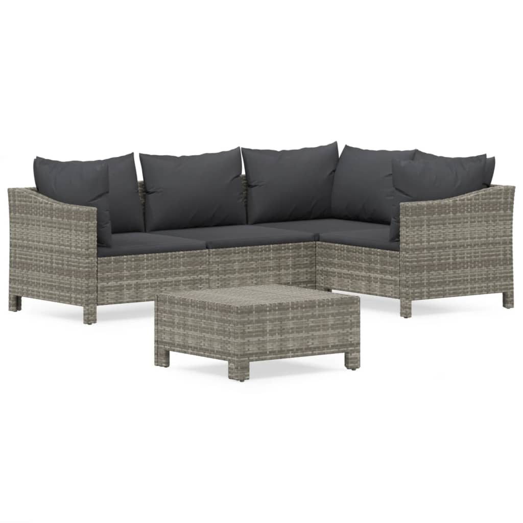 5 részes szürke polyrattan kerti ülőgarnitúra párnákkal 2